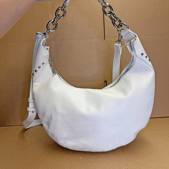 INC International Concepts Giannaa Medium Stud Hobo – Vanilla - Picture 2 of 5